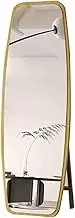 Full Length Mirror, Shaped Wooden Frame Full Length Mirror, Can Be Placed on The Floor or Hung on The Wall,Suitable for Living Room/Bedroom/Cloakroom(Gold,150x50cm)