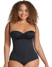 [Leonisa] Zip-and-Sculpt Cupless Butt-Lifting Zip Up Body Shaper in Black