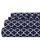 4-Piece Navy Geometric Microfiber Full Sheet Set