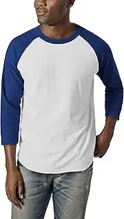 [Hat and Beyond] Mens Premium Dual Blend Baseball Raglan 3/4 Sleeve Jersey T Shirt (2X-Large, 6ap01_White/Royal)