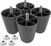 4 patas de sofá negras, patas de muebles cónicas de 4 pulgadas