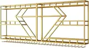Wine Rack Bar Shelves Wall Mounted with Hanging Wine Glass Rack Liquor Bottle Display Shelf with Led Light Floating Bar Shelves Whiskey Shelf Kitchen Wall Cabinet for Home Bar Cdecoration