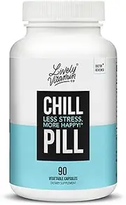 Lively Vitamin Co. Chill Pill - Relax - Unwind - Sleep - Calm - Stress - Anxiousness - Magnolia Bark - Chamomile - L-Theanine - Passionflower - 5-HTP - Diary Soy Gluten Free (90 Count)