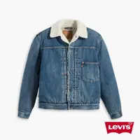 在飛比找momo購物網優惠-【LEVIS】男款 Type 1復古寬鬆版毛領牛仔外套 / 