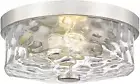 Flush Mount Ceiling Light with Water Ripple Glass Shade, Modern 2-Light Ceiling