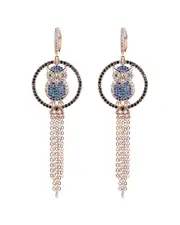 Eye Candy LA CZ Owl Multi Dangle Earrings