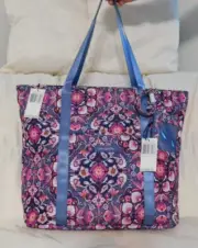 Vera Bradley Lighten Up Vera Large Tote Bag - Magenta Medallion & Zip Id Lanyard