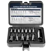Hex Bit Socket Set, S2 Alloy Steel | 13-Piece 3/8 Drive Allen Socket Set SAE ...