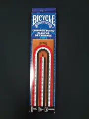 NEW! Bicycle Cribbage Board 9 Pegs Instructions Wood 3-Track Color Coded Game