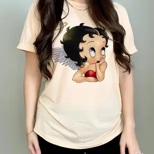 Betty Boop t 恤女街頭服飾日本 Y2K t 恤女漫畫設計師圖形衣服