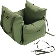 3-in-1 Dog Car Booster Seat with 2-in-1 Leash, Removable Car Seat with Washable Mashine Side Bag Strap, Green Car Set