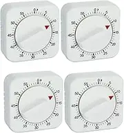 4pcs 60 Minute Mechanical Kitchen Timer, ZANZER Easy to Use Visual Cooking Timer with Loud Alarm Clock, Manual Countdown Timer for Classroom, Home, Study and Cooking