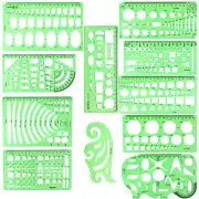 11PCS Geometric Drawings Templates, Drafting Stencils Measuring Tools, Plasti...