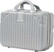 [Generic] Makeup Train Case Portable Cosmetic Box, Combination Suitcase, Small Lockable Vanity Case, Large Capacity Hand Luggage, Medicine Safe Case(Gray,14in)