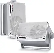 Pyle 3-Way Weatherproof Outdoor Speaker Set - 3.5 Inch 200W Pair of Marine Grade Mount Speakers - in a Heavy Duty ABS Enclosure Grill - Home, Boat, Poolside, Patio, Indoor Outdoor Use