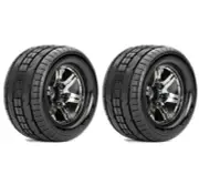 Roapex Trigger 1/10 Monster Truck Tires Chrome Black Wheels 12mm Hex ROPR3001CB2