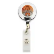 CRPS RSD Awareness Orange Ribbon Silver ID Card Holder Retractable Badge Reel