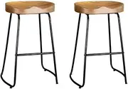 Artiss Bar Stools Stool Set of 2 Kitchen Counter Barstools Dining Chair Chairs Vintage Industrial Style Natural in 65cm Seat Height Floor for Home Bar Dining Room Cafe Outdoor Indoor