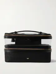 [Anya Hindmarch] Anya Hindmarch - Double Decker Leather-trimmed Nylon-jacquard And Pvc Cosmetics Case - Black - One size One size Black