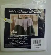 Table Topper Cloth 36" Square White Sheer Splendor Bess Bedside Dressing Vintage