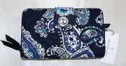 VERA BRADLEY Iconic RFID Turnlock Zip Around Wallet - Deep Night Paisley - Exact