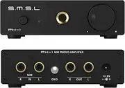 SMSL PH-1 Phono Preamp for MM Turntable, Mini Home Stereo Audio Preamplifier for Phonograph/Record Player/Active Speakers, RCA/6.35mm Headphone Amplifier Pre-amp with Gain 46dB DC 5V Power Supply