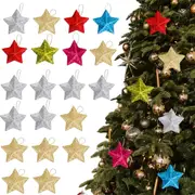 36Pcs Christmas Glitter Star Pendant Xmas Tree Hanging Ornament Party Decor