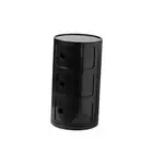 Round Nightstand with 3 Drawers, Modern Style Side Table, Multifunctional Black