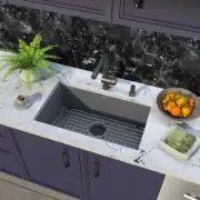 AVAS 27 Inch Undermount Kitchen Sink Gunmetal Dark Grey Matte Stainles Steel