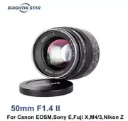 Brightin Star 50mm F1.4 II APS-C Manual Lens For Canon EF-M Nikon Sony M43 Fuji