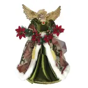 Santa's Workshop 16" POINSETTA Tree Topper Angel, Green