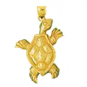 14K Gold Sea Life Turtle Pendant