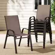 6x Gardeon Outdoor Dining Chairs Stackable Chair Patio Garden Furniture Brown
