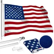 5 Feet Tangle Free Spinning Flagpole (Silver) USA American Flag Brass