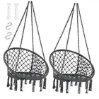 Hammock Chair Hanging Macrame Swing with Hardware Kits, Max Gray -Pack of 2