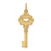 10k Yellow Gold Solid Key Charm