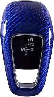 Gear Shift Knob Carbon Fiber Look Car Gear Shift Knob Cover Decoration Trim for 2018 2019 2020 2021(Blue)