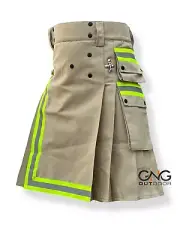 Men's Scottish Fire fighter Khaki Utility Kilt Fireman Tactical kilt