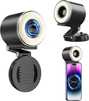 2 in 1 Magnetic Portable iPhone Selfie Light with Fan, Mini Phone Ring Light, 3 Lighting Colors and Adjustable Wind Speed, Foldable and Retractable, Suitable for Photo/Live Broadcast/Video Recording