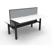 RAPIDLINE NEW PARAMOUNT BACK TO BACK ELECTRIC HEIGHT ADJUSTABLE WORKSTATION With Screen 2 Person W1500 x D1530 x H655-1259mm Natural White/Black
