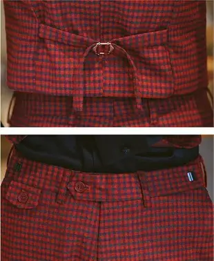 FINDSENSE品牌 韓國男 羊毛呢格子 四件式西裝外套 成套西裝 成套西裝 西裝外套 外套+襯衫+背心+褲子