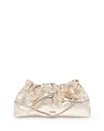 ba & sh Ruched Metallic Leather Clutch