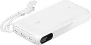 Belkin Portable Charger, USB-C Power Bank 20,000mAh w/ 2X USB-C Ports & 1x USB-A Port, Digital Battery Display, 20W Charging for iPhone 16 Series, Samsung Galaxy S25, Pixel 9, iPad, & More - White