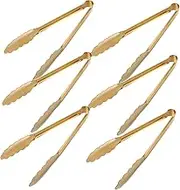 CATIEBYE Elegant Stainless Steel Salad Tongs 6-Piece Set for Kitchen Buffet BBQ Steaks Ice Cube and Dessert Serving Easy to Clean