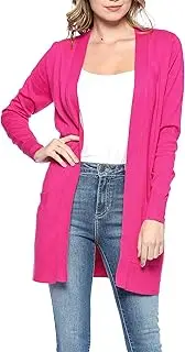 [Urban Look] Womens Light Weight Open Front Long Cardigan with Pockets