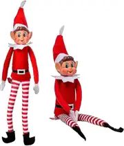 1 X Elf Behaving Badly With Velcro In Hand - Leggy Elf Soft Plush - Christmas Novelty Toy - Elf With Hat And Tag Christm