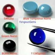 Round Cabochon Flat Bottom Synthetic Ruby,Spinel Blue,Nano Loose Beads For Ring