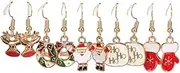 [WOULDWIN] 5 Pairs Earrings for Women Lightweight Multipack Hypoallergenic Christmas Tree Snowflake Elk Earring Set Jewelry for Gifts
