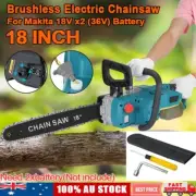 Brushless Cordless 18'' Chainsaw Wood Saw Cutter For Makita 18V x2(36V) Battery