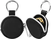 [Homakover] Portable Ring Organizer Case with Keychain, Traveling Ring Holder Storage Bag, Anti-Lost Keychain Container for Rings, Jewelry (2, Black)